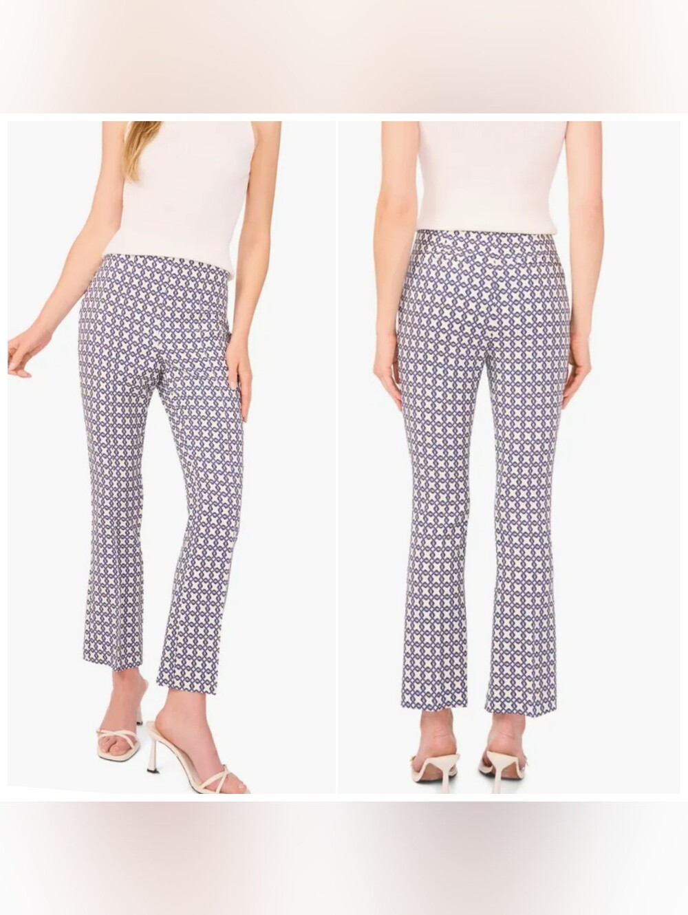 TED BAKER | Navy & White Geometric Slim Pants